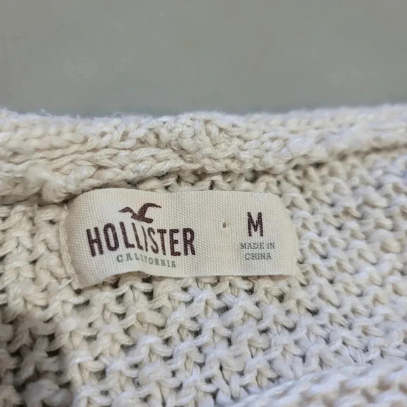 Hollister Women's Beige Knit Open Front Long Sleeve Fringe Cardigan Size Medium - Picture 2 of 9